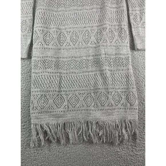 Knox Rose Cardigan Womens XS Gray Duster Sweater Open Knit Long Target Fringe - Picture 8 of 12
